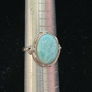 Larimar stone in sterling silver ring